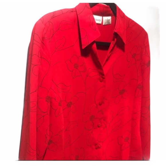 Vintage Liz Baker Red & Black Blouse - Picture 4 of 6